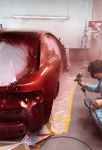 セリカ GT-FOUR ワインレッド塗装中