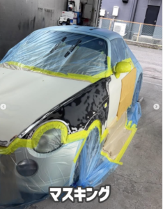 コペン マスキング 塗装準備 山陽小野田市