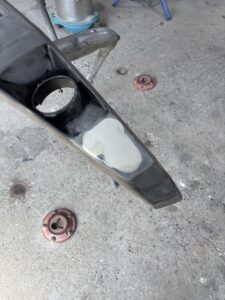 ジムニーシエラ JB74W フロントバンパー フォグランプ穴 埋め加工後のアップ