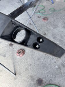 ジムニーシエラ JB74W フロントバンパー フォグランプ穴部分のアップ（穴埋め前）