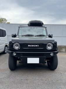 ジムニーシエラ JB74W フロントバンパー 艶消しブラック塗装後 正面アングル