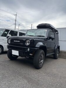 ジムニーシエラ JB74W フロントバンパー 艶消しブラック塗装後 側面アングル