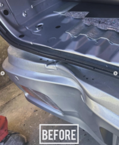 ハイゼットカーゴ リアバンパー バックドア下部 損傷 修理前 山陽小野田市