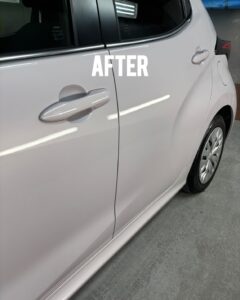 ヤリス 左ドア 板金塗装の完成 After 山陽小野田市 若山自動車